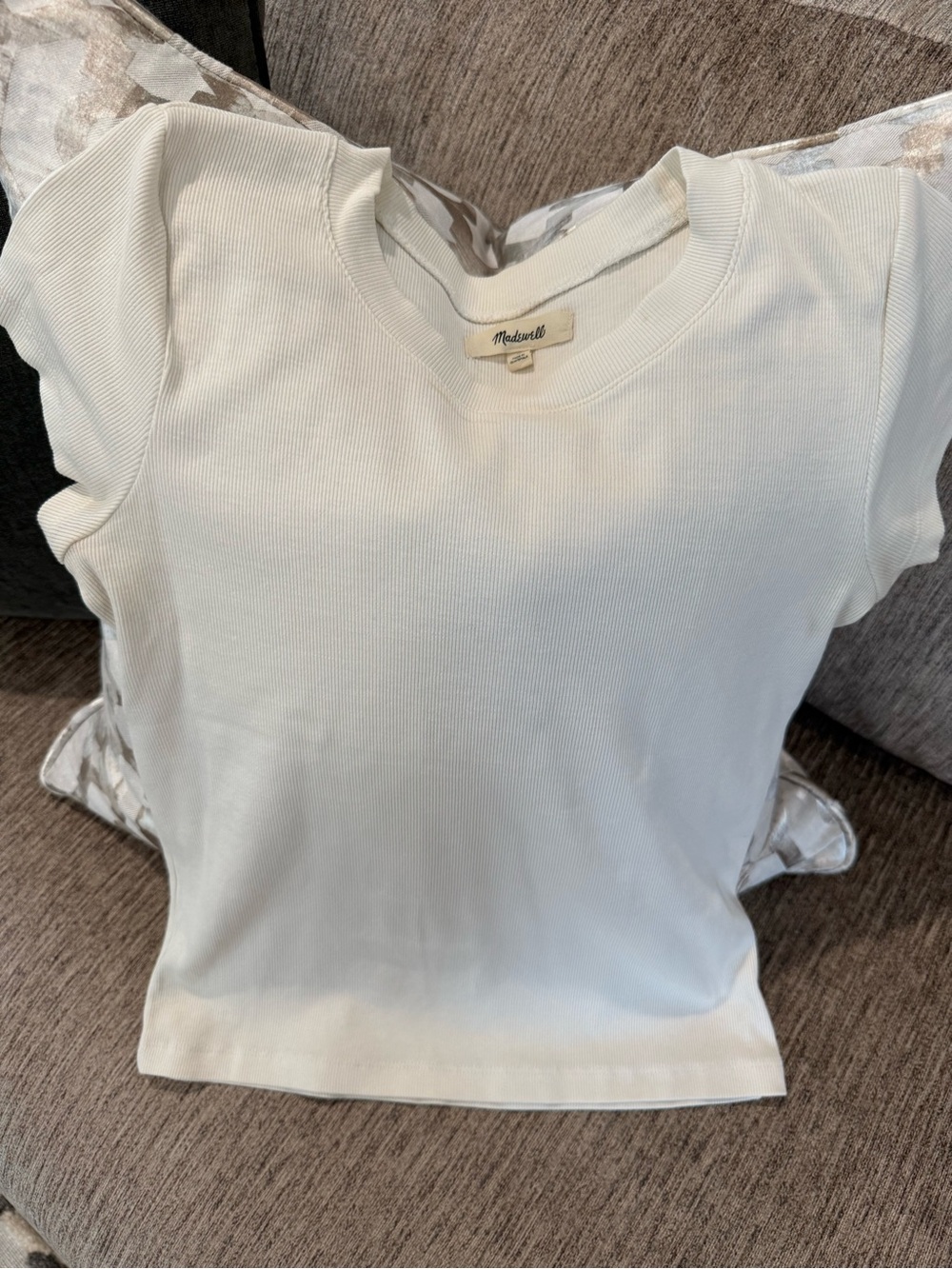 Madewell Women’s Cream Ribbed Short Sleeve Tee